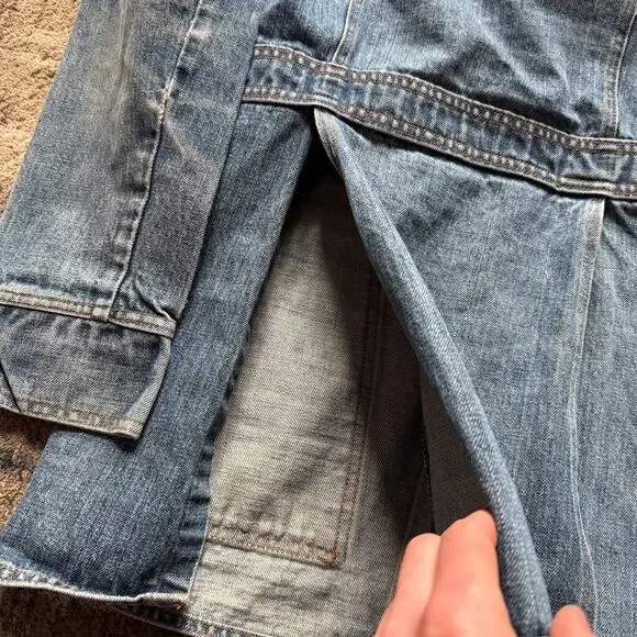Vintage 70s Levi's Orange Tab Denim Blue Jean Safari Split Chore Jacket Sz Small - Picture 2 of 6